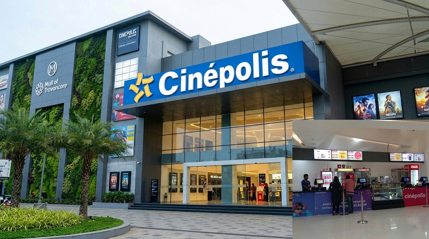 This is the image of cinipolis movie theater located inside Mall of travancore trivandrum